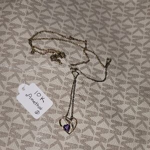 ✨ Stunning Vintage 10K Gold Amethyst Heart Pendant Necklace ✨